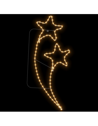Stringhe Luci Forma di Stella 12pz Bianco Caldo 125,5x53x4,5cm