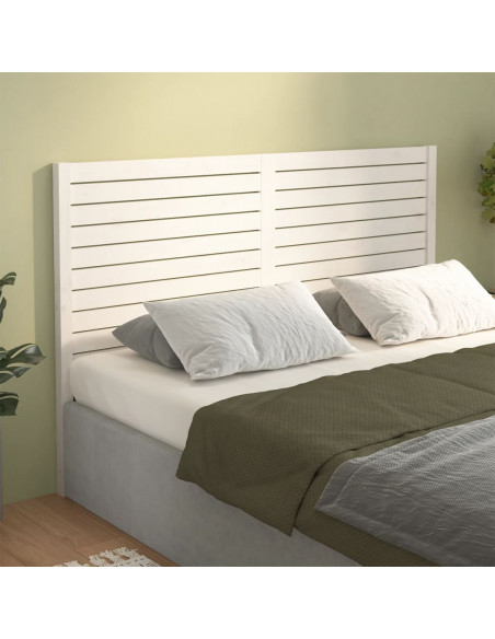 Testiera per Letto Bianca 126x4x100cm in Legno Massello di Pino