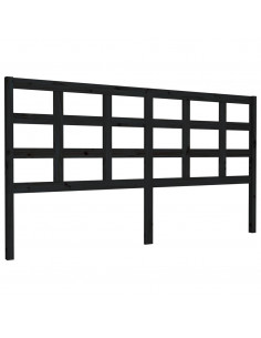 Testiera per Letto Nera 185,5x4x100cm in Legno Massello di Pino 2