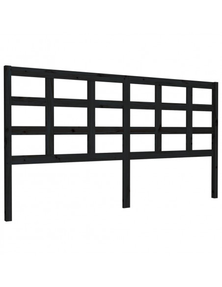 Testiera per Letto Nera 185,5x4x100cm in Legno Massello di Pino