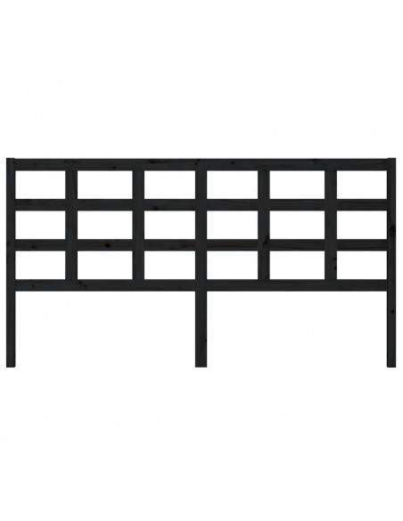 Testiera per Letto Nera 185,5x4x100cm in Legno Massello di Pino