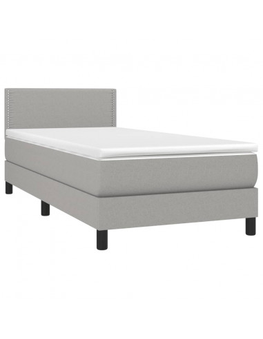 Letto a Molle Materasso e LED Grigio Chiaro 90x190 cm Tessuto