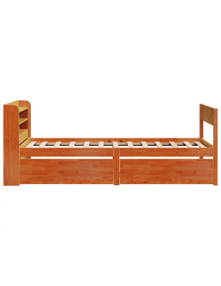 Letto senza Materasso Marrone Cera 75x190 cm in Legno di Pino