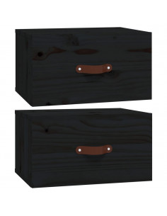 Comodini a Muro 2 pz Neri 40x29,5x22 cm 2