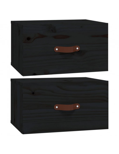 Comodini a Muro 2 pz Neri 40x29,5x22 cm