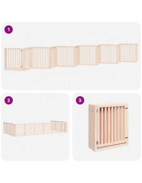 Cancello per Cani Porta Pieghevole 12 Pannelli 960 cm in Pioppo