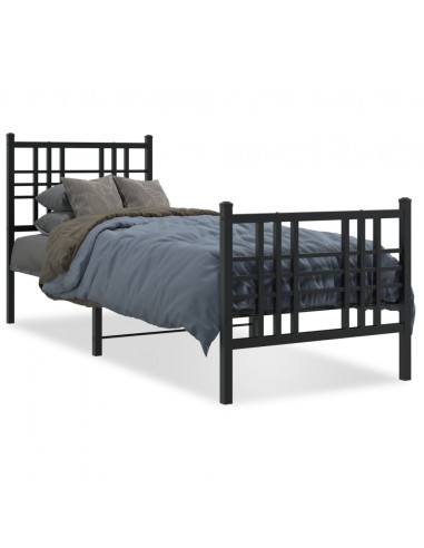 Giroletto con Testiera e Pediera Metallo Nero 75x190 cm