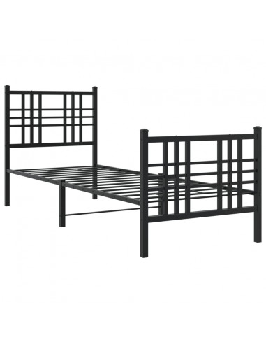 Giroletto con Testiera e Pediera Metallo Nero 75x190 cm