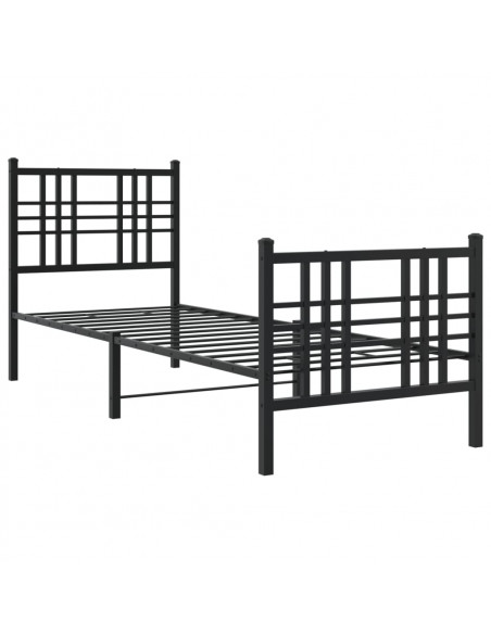 Giroletto con Testiera e Pediera Metallo Nero 75x190 cm