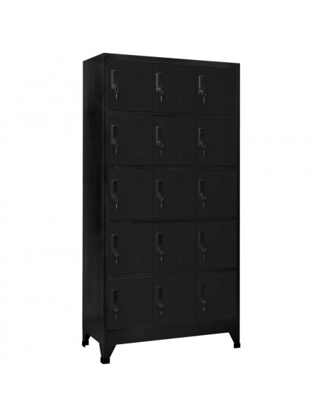 Armadietto con Serratura Nero 90x40x180 cm in Acciaio