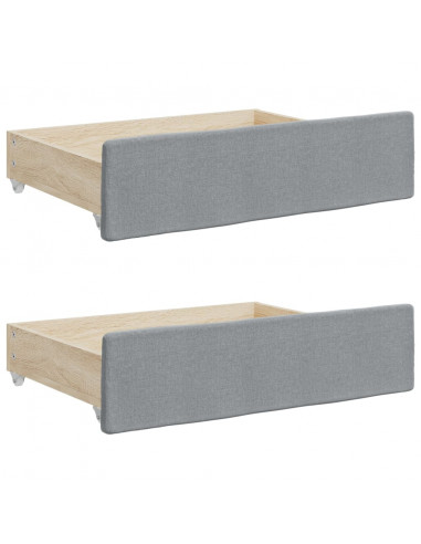 Cassetti da Letto 2pz Grigio Chiaro Legno Multistrato e Tessuto