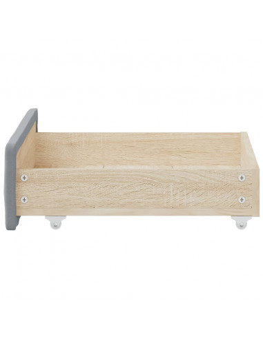 Cassetti da Letto 2pz Grigio Chiaro Legno Multistrato e Tessuto