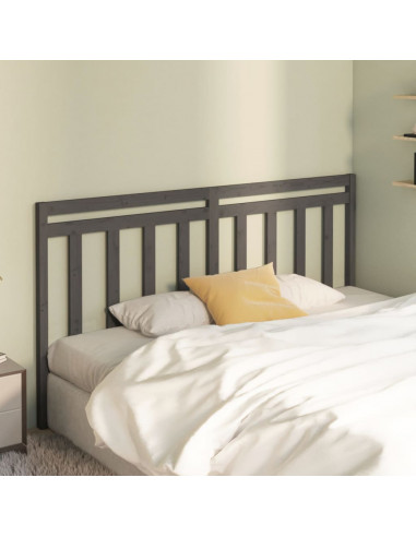 Testiera per Letto Grigia 186x4x100cm in Legno Massello di Pino