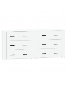 Credenze 2 pz Bianche in Legno Multistrato 2