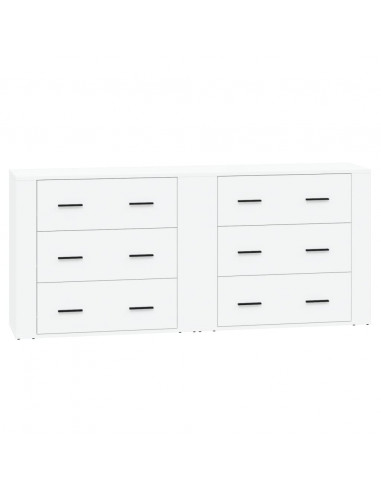 Credenze 2 pz Bianche in Legno Multistrato