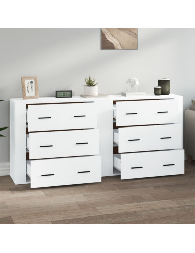 Credenze 2 pz Bianche in Legno Multistrato