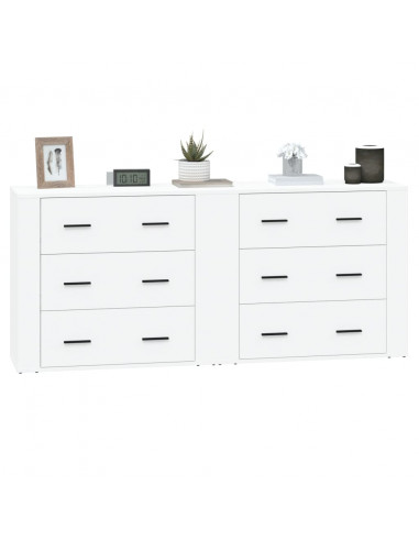 Credenze 2 pz Bianche in Legno Multistrato