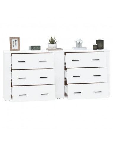 Credenze 2 pz Bianche in Legno Multistrato