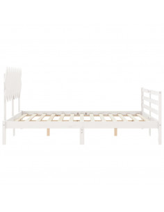 Giroletto con Testiera Bianco 160x200 cm Legno Massello 2