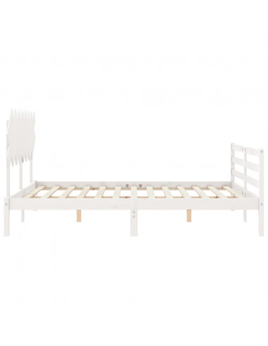 Giroletto con Testiera Bianco 160x200 cm Legno Massello