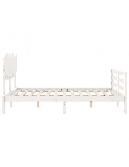 Giroletto con Testiera Bianco 160x200 cm Legno Massello