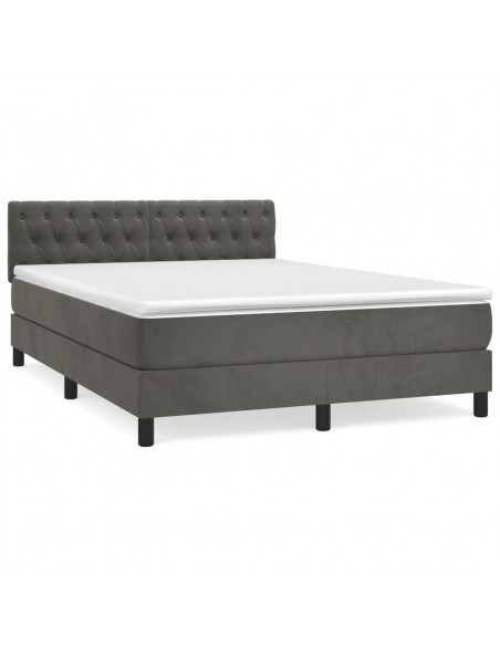 Giroletto a Molle con Materasso Grigio Scuro 140x200 cm Velluto