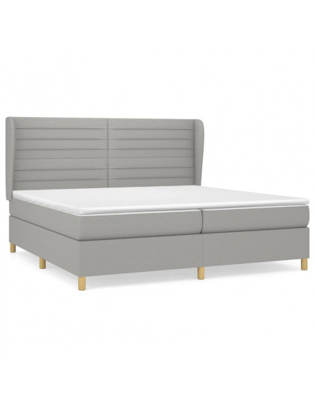 Giroletto a Molle con Materasso Grigio Chiaro 200x200cm Tessuto