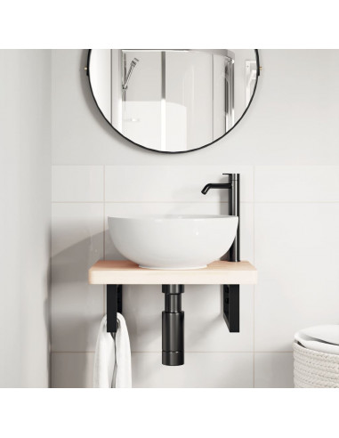 Reggimensole per Lavabo 2 pz Nere Rettangolari in Acciaio