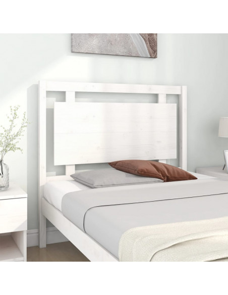 Testiera per Letto Bianca 105,5x4x100 cm Legno Massello di Pino