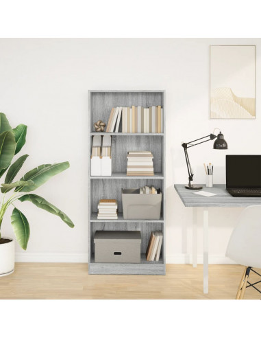 Libreria Grigio Sonoma 60x24x143 cm in Legno Multistrato