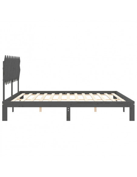 Giroletto con Testiera Grigio 200x200 cm in Legno Massello