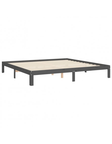 Giroletto con Testiera Grigio 200x200 cm in Legno Massello
