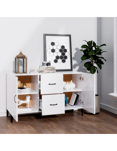 Credenza Bianco Lucido 100x36x60 cm in Legno Multistrato