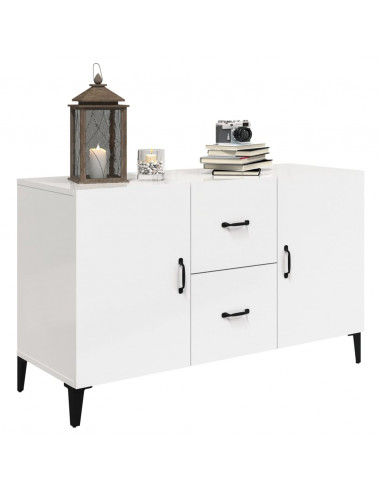 Credenza Bianco Lucido 100x36x60 cm in Legno Multistrato