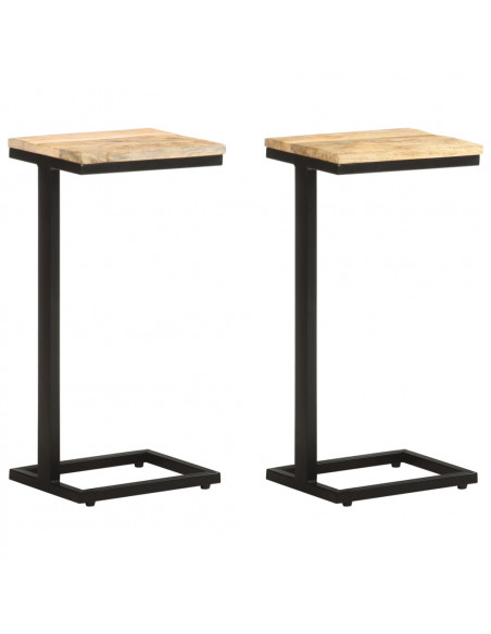 Tavolini Laterali 2 pz 31,5x24,5x64,5 cm Legno di Mango Grezzo