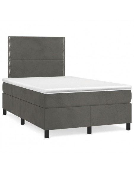 Giroletto a Molle con Materasso Grigio Scuro 120x200 cm Velluto