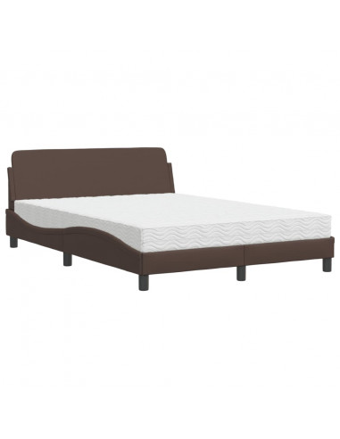 Letto con Materasso Marrone 140x200cm in Similpelle