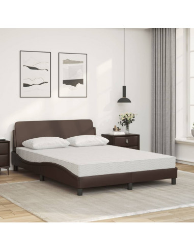 Letto con Materasso Marrone 140x200cm in Similpelle