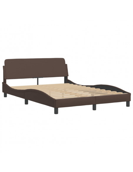 Letto con Materasso Marrone 140x200cm in Similpelle