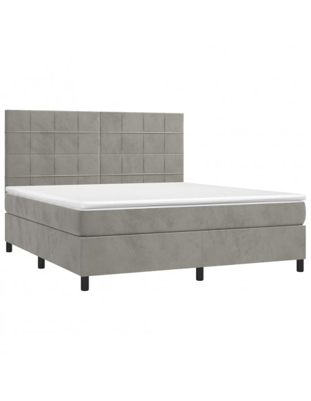 Giroletto a Molle con Materasso Grigio Chiaro 160x200cm Velluto