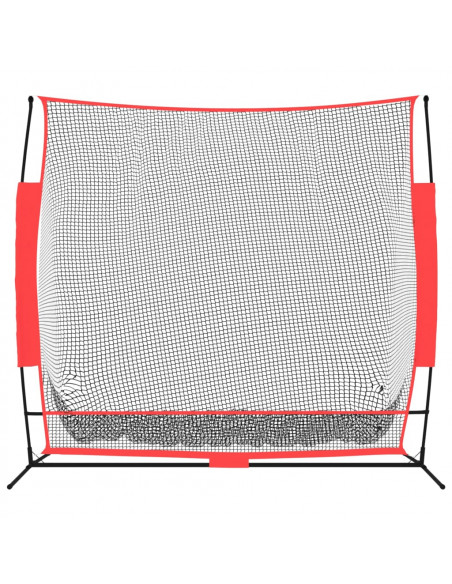 Rete Baseball Portatile Nera e Rossa 215x107x216 cm Poliestere
