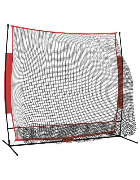 Rete Baseball Portatile Nera e Rossa 215x107x216 cm Poliestere