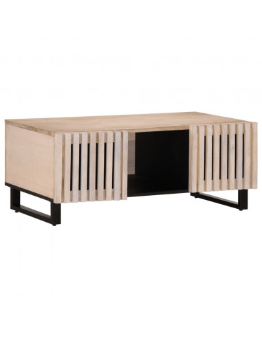 Tavolino da Salotto Bianco 100x55x40 cm Legno Massello di Mango