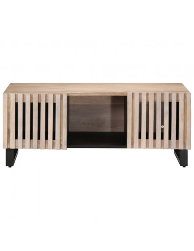 Tavolino da Salotto Bianco 100x55x40 cm Legno Massello di Mango