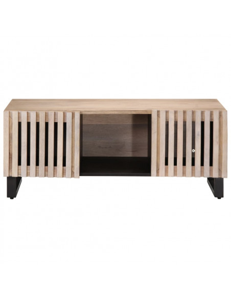 Tavolino da Salotto Bianco 100x55x40 cm Legno Massello di Mango