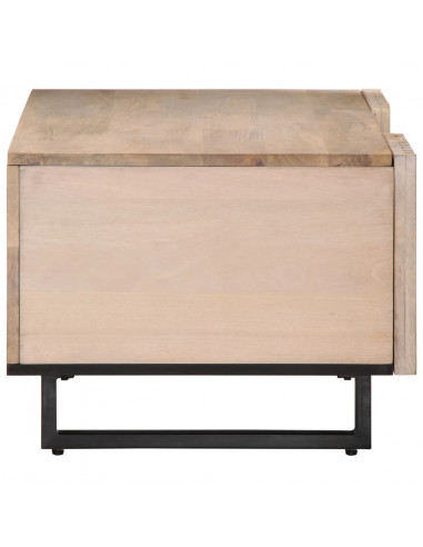 Tavolino da Salotto Bianco 100x55x40 cm Legno Massello di Mango