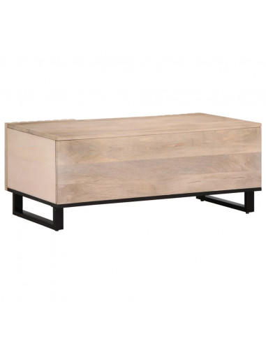 Tavolino da Salotto Bianco 100x55x40 cm Legno Massello di Mango