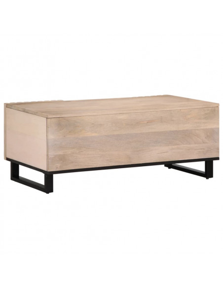 Tavolino da Salotto Bianco 100x55x40 cm Legno Massello di Mango
