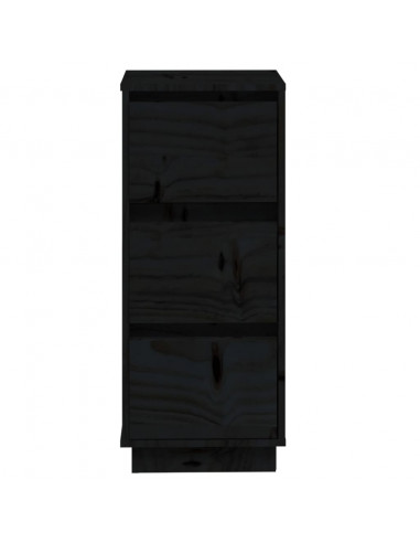 Credenze Nere 2 pz 32x34x75 cm in Legno Massello di Pino