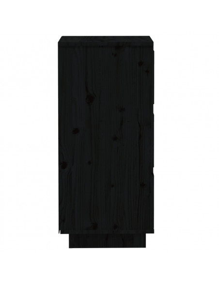 Credenze Nere 2 pz 32x34x75 cm in Legno Massello di Pino